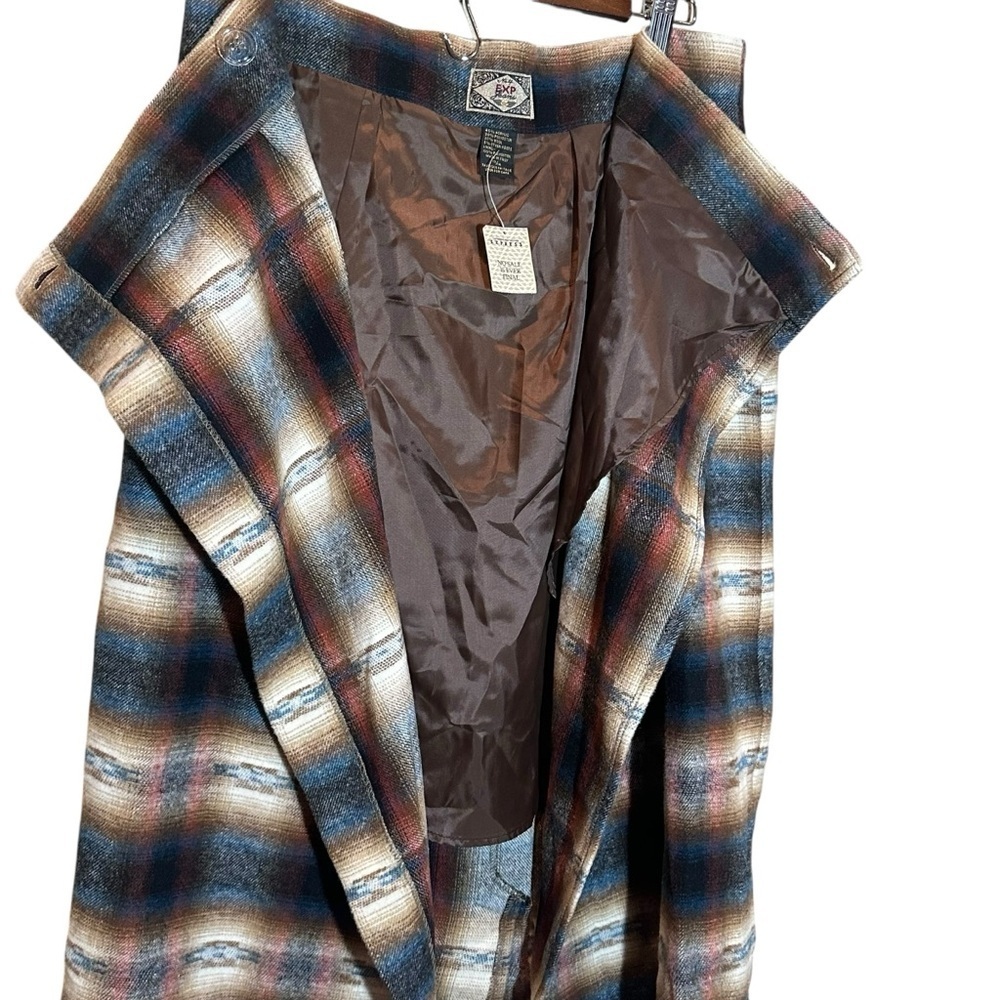 Vtg 90s No.4 EXP Jeans Multicolor Western Wool Wrap Skirt Italy Women Size 13/14 - Picture 7 of 11